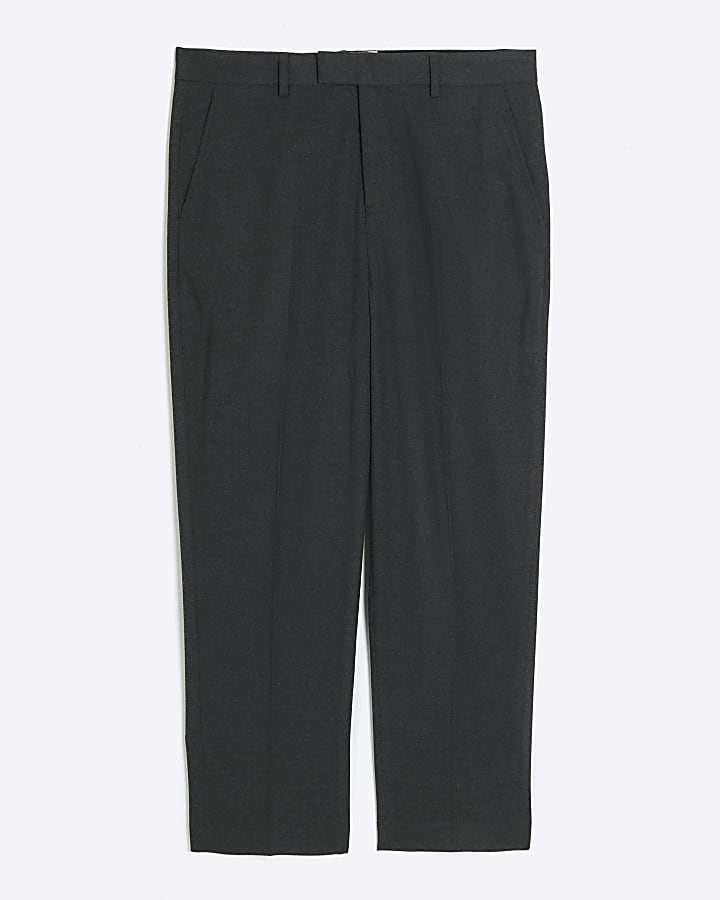 Grey tapered fit flannel smart trousers