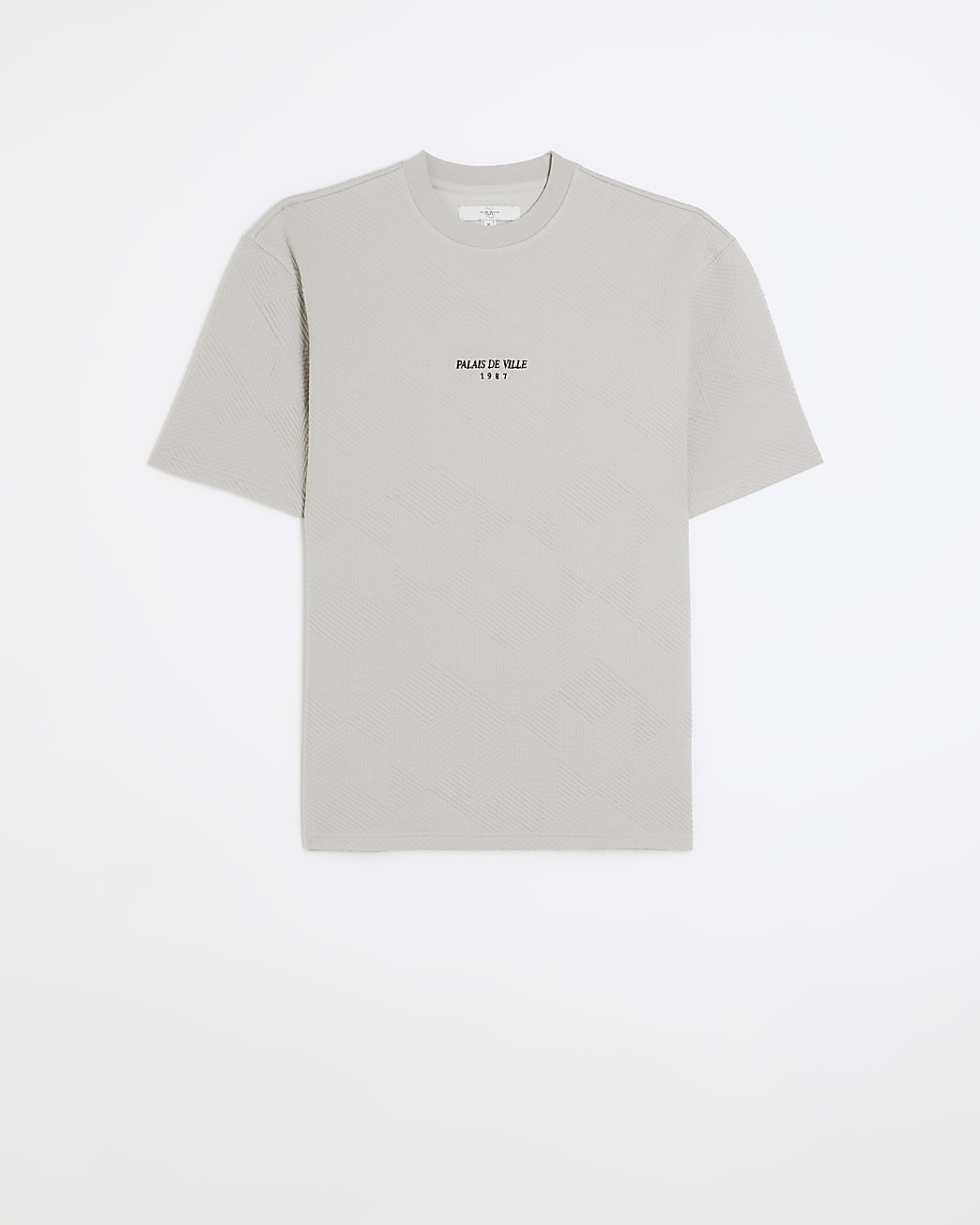 Grey regular fit embroidered quilted t-shirt