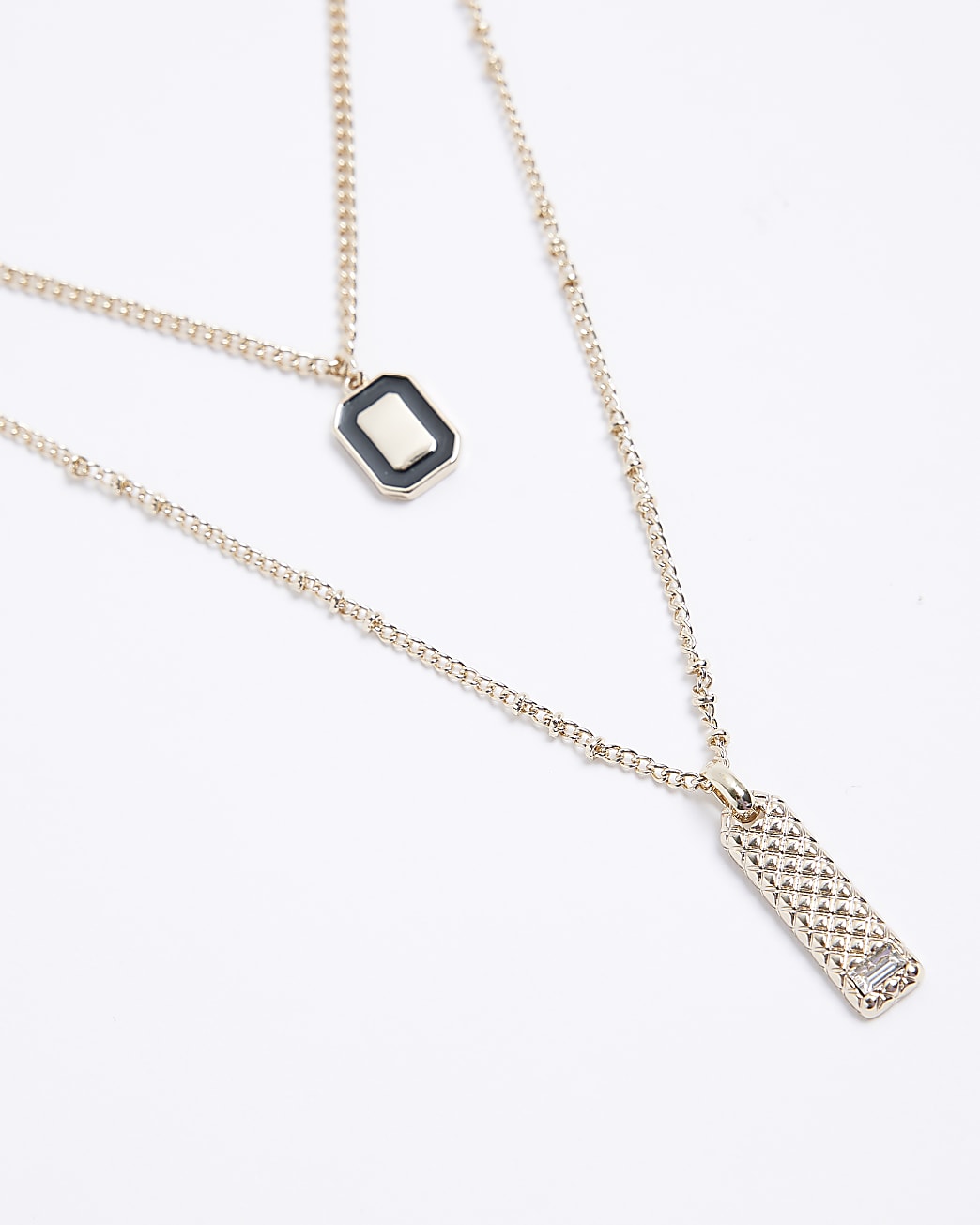 Gold multirow charm necklace