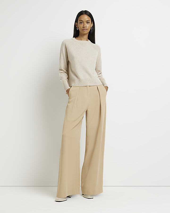 Cream cashmere long sleeve jumper