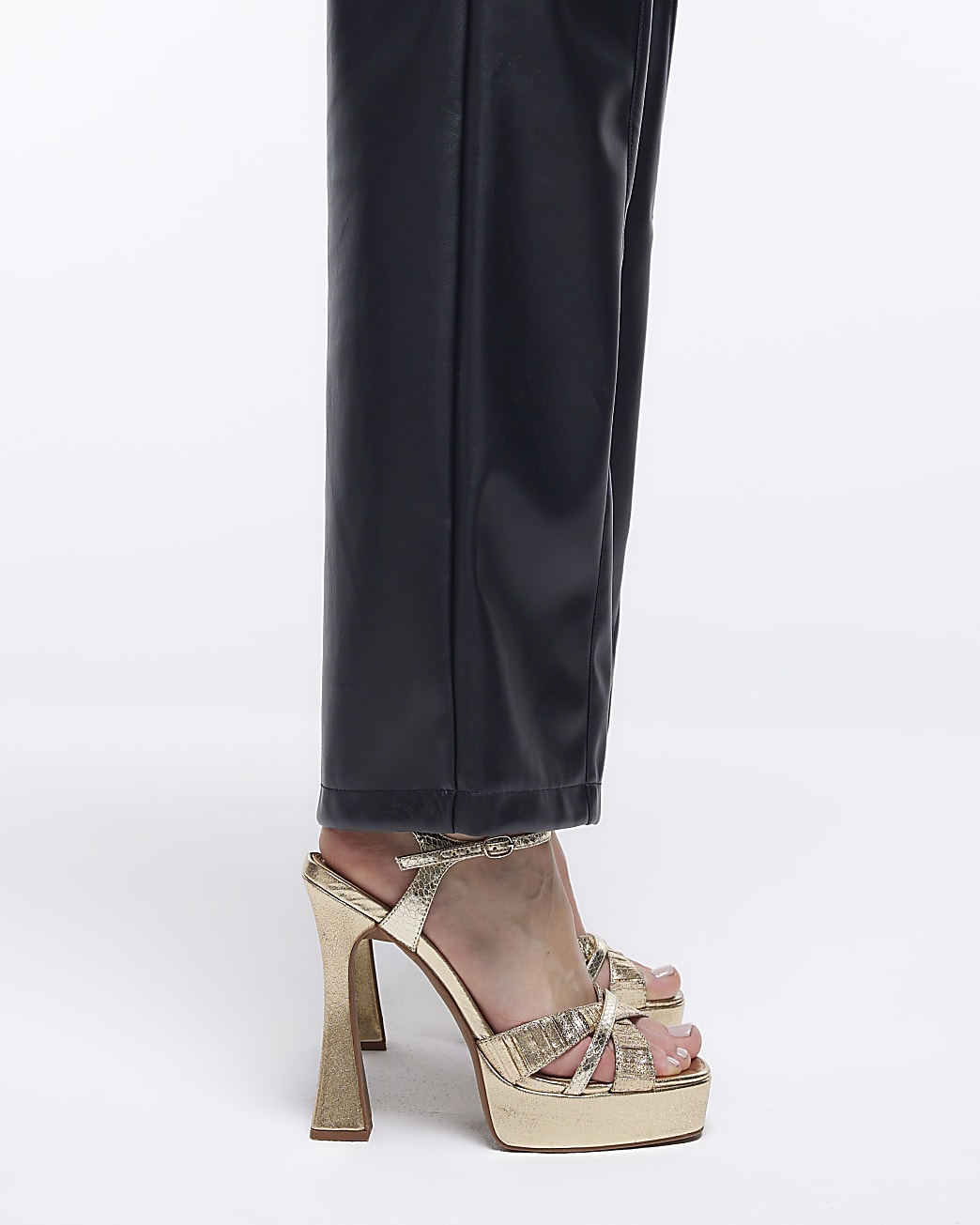 Gold Cross Strap Platform Sandals