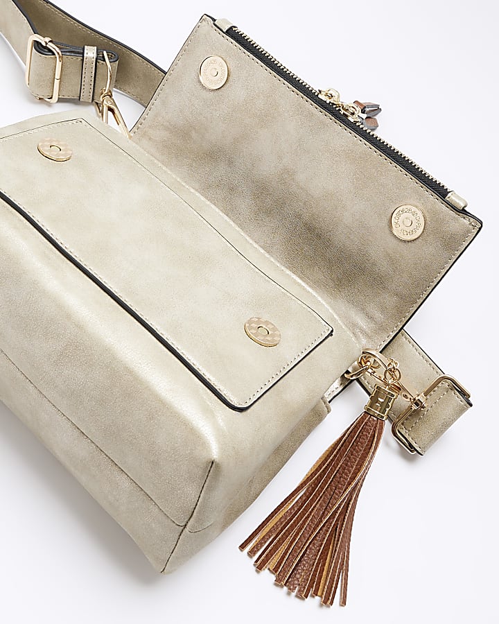 Gold textured cross body bag