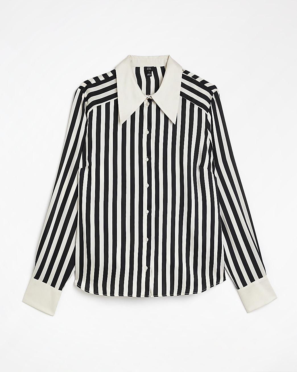 Black stripe satin long sleeves shirt