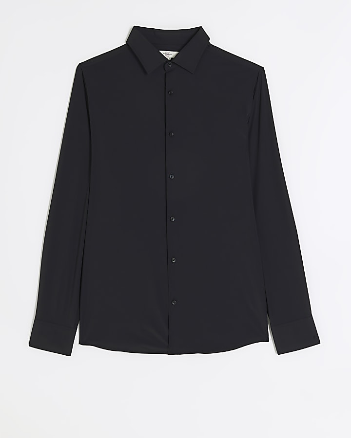 Black Slim Fit Long Sleeve Smart Shirt