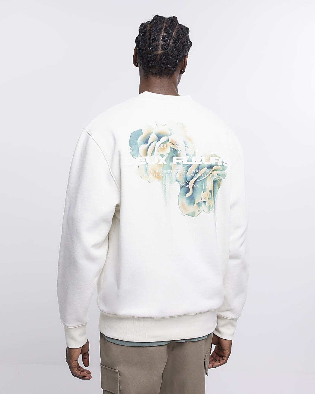 Ecru regular fit graphic floral sweatshirt
