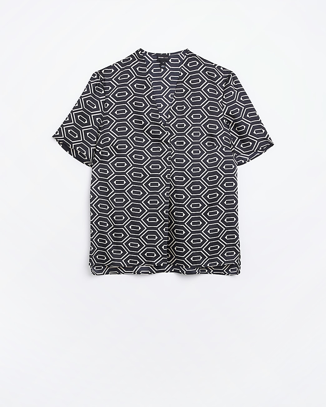 Black satin printed t-shirt