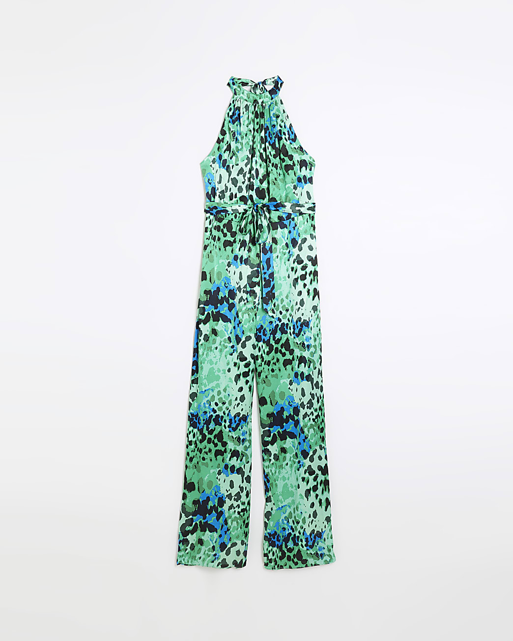Green halter neck jumpsuit