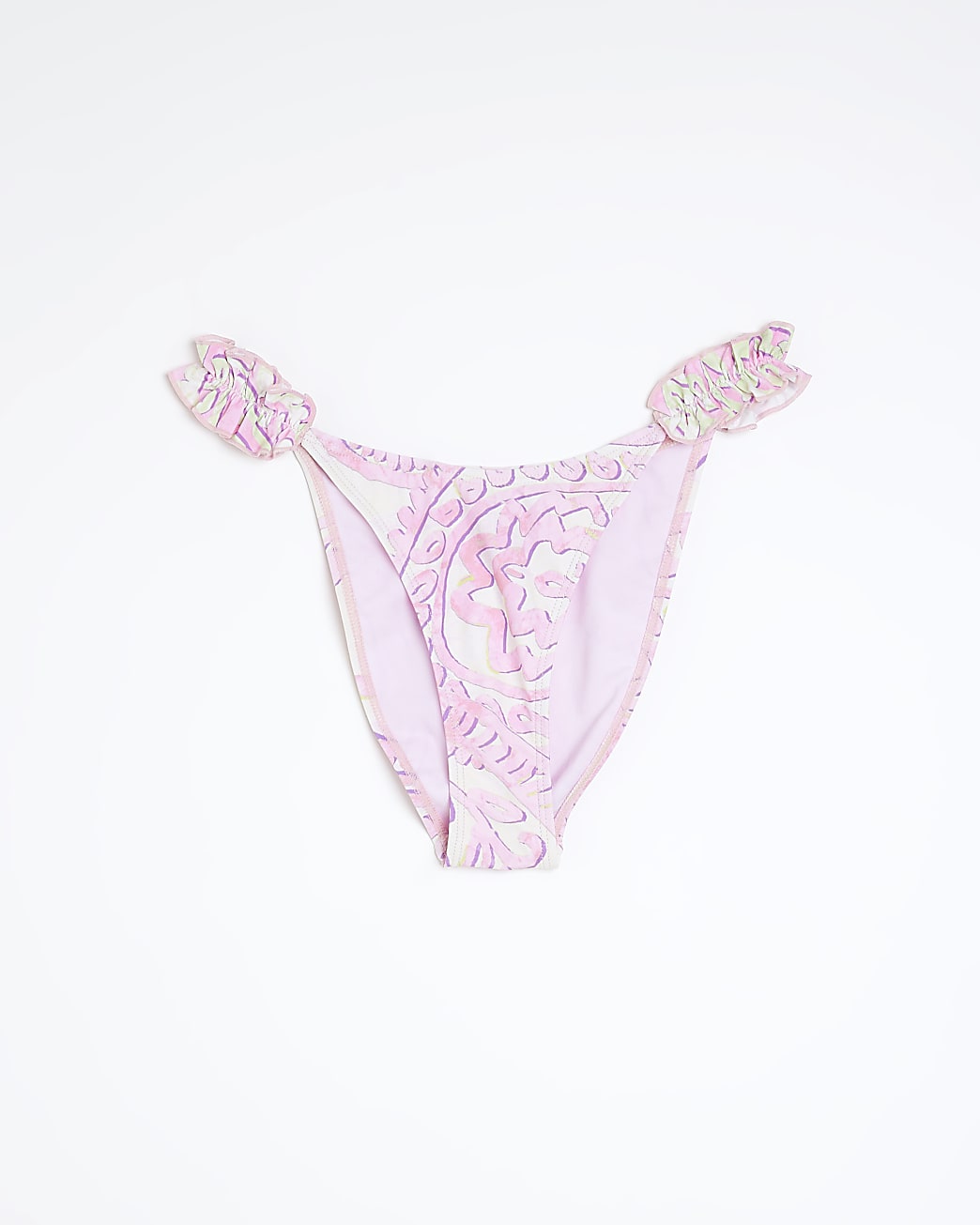 Purple frill print bikini bottoms