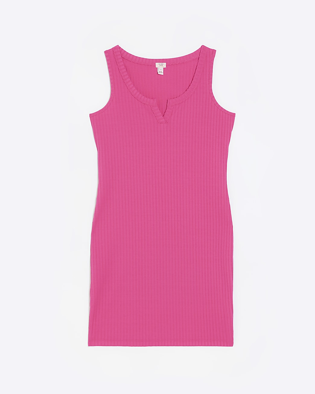 Pink rib sleeveless bodycon mini dress