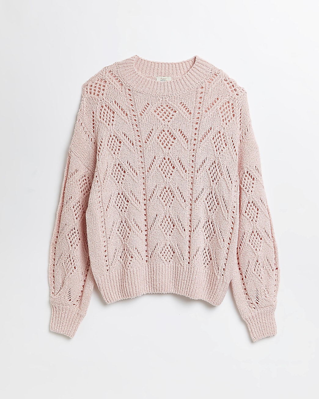 Pink pointelle knit maternity jumper