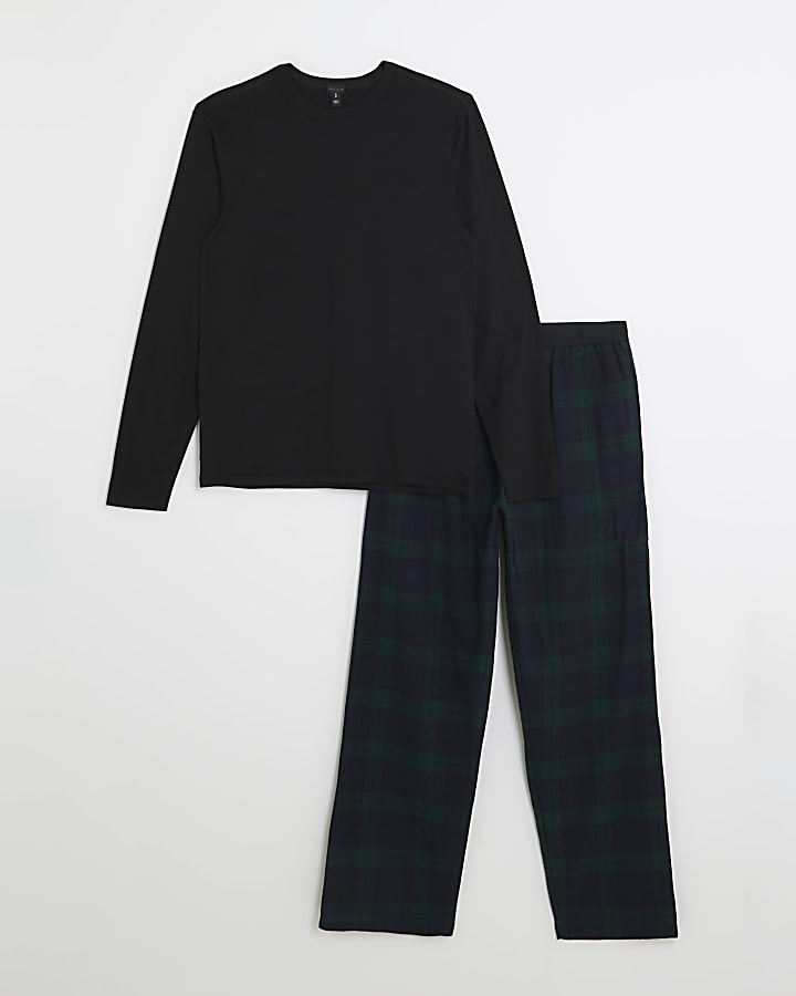 Green check trousers and t-shirt lounge set