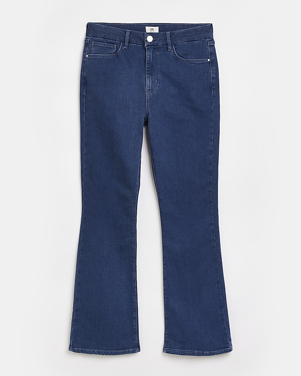 Petite blue mid rise flared jeans