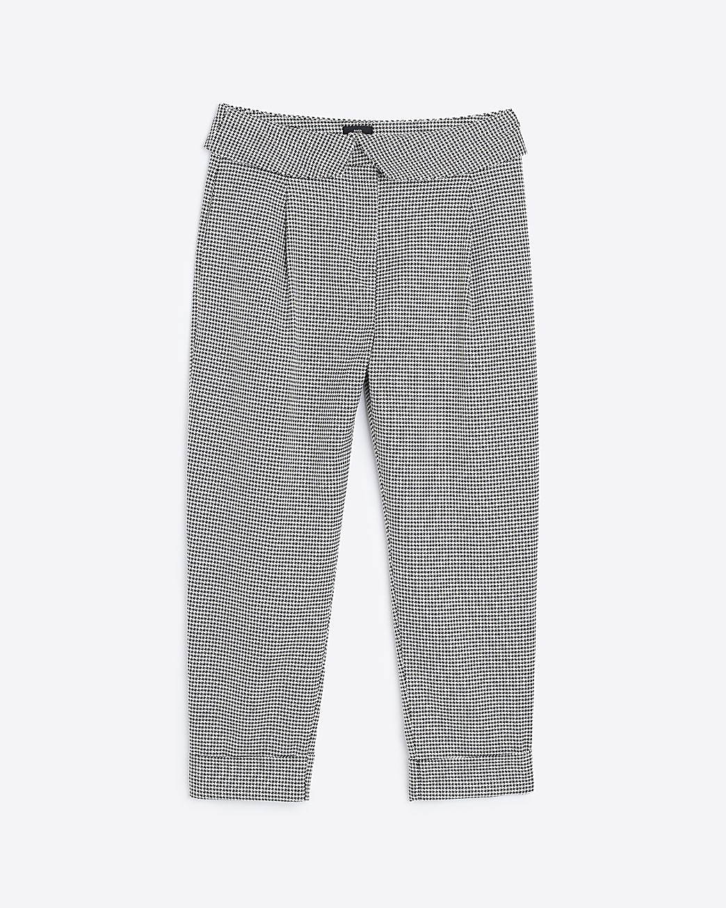 Petite black dogtooth cigarette trousers