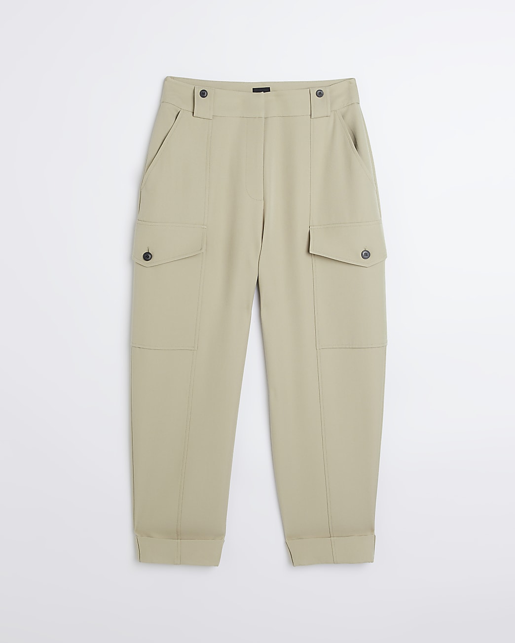 Khaki tapered cargo trousers