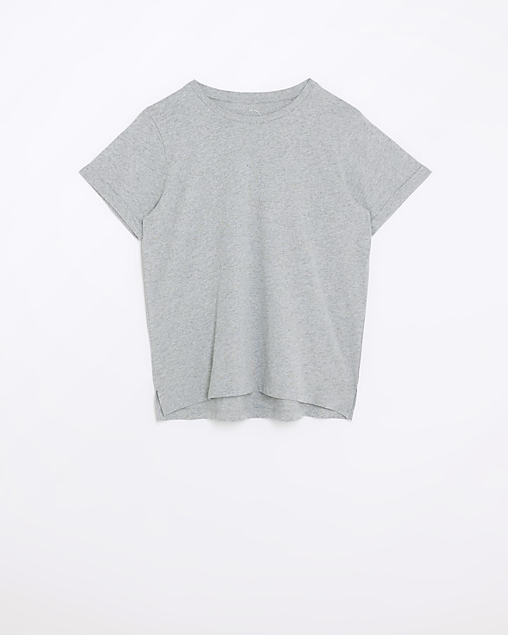 Grey rolled sleeve t-shirt