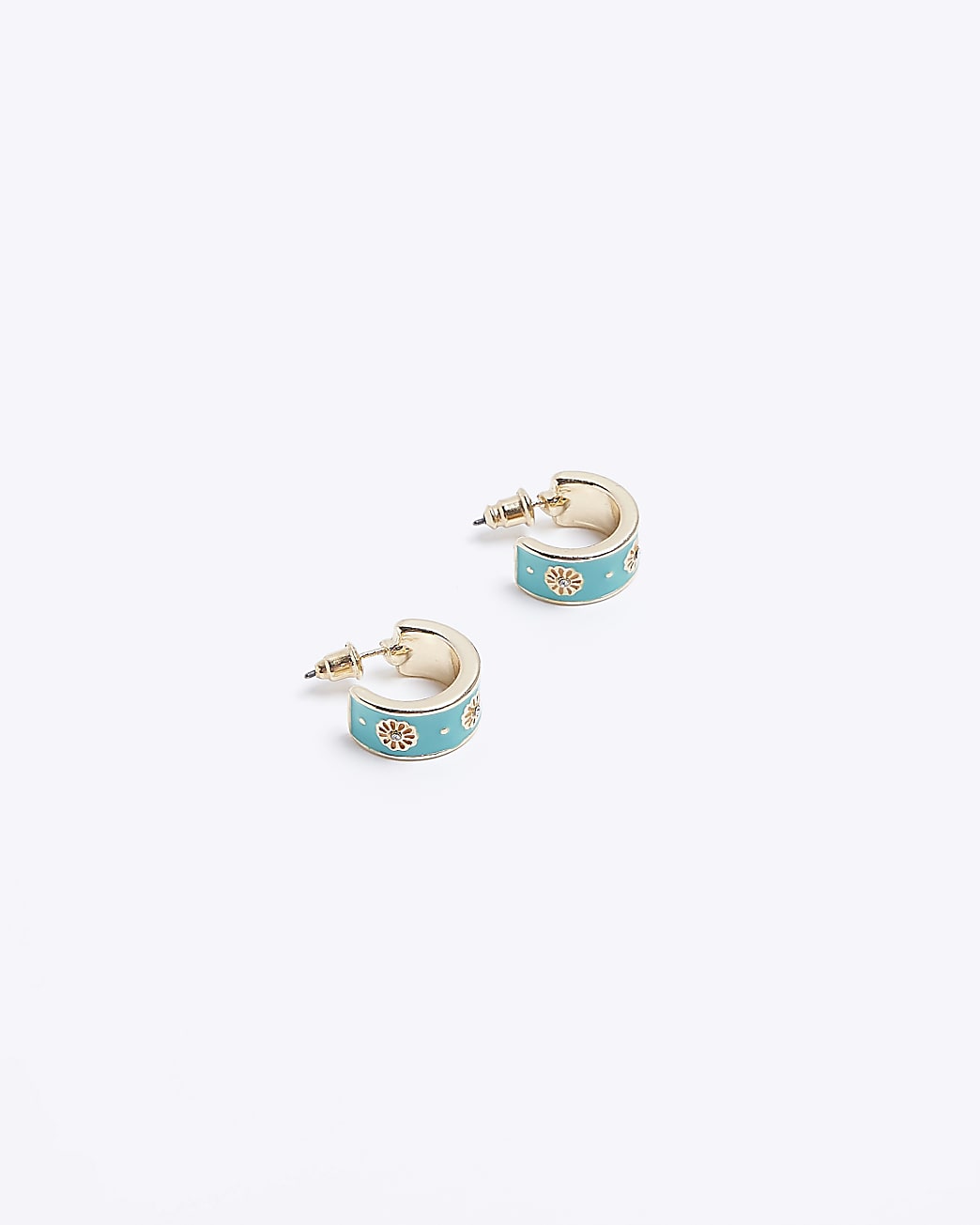 Green floral hoop earrings