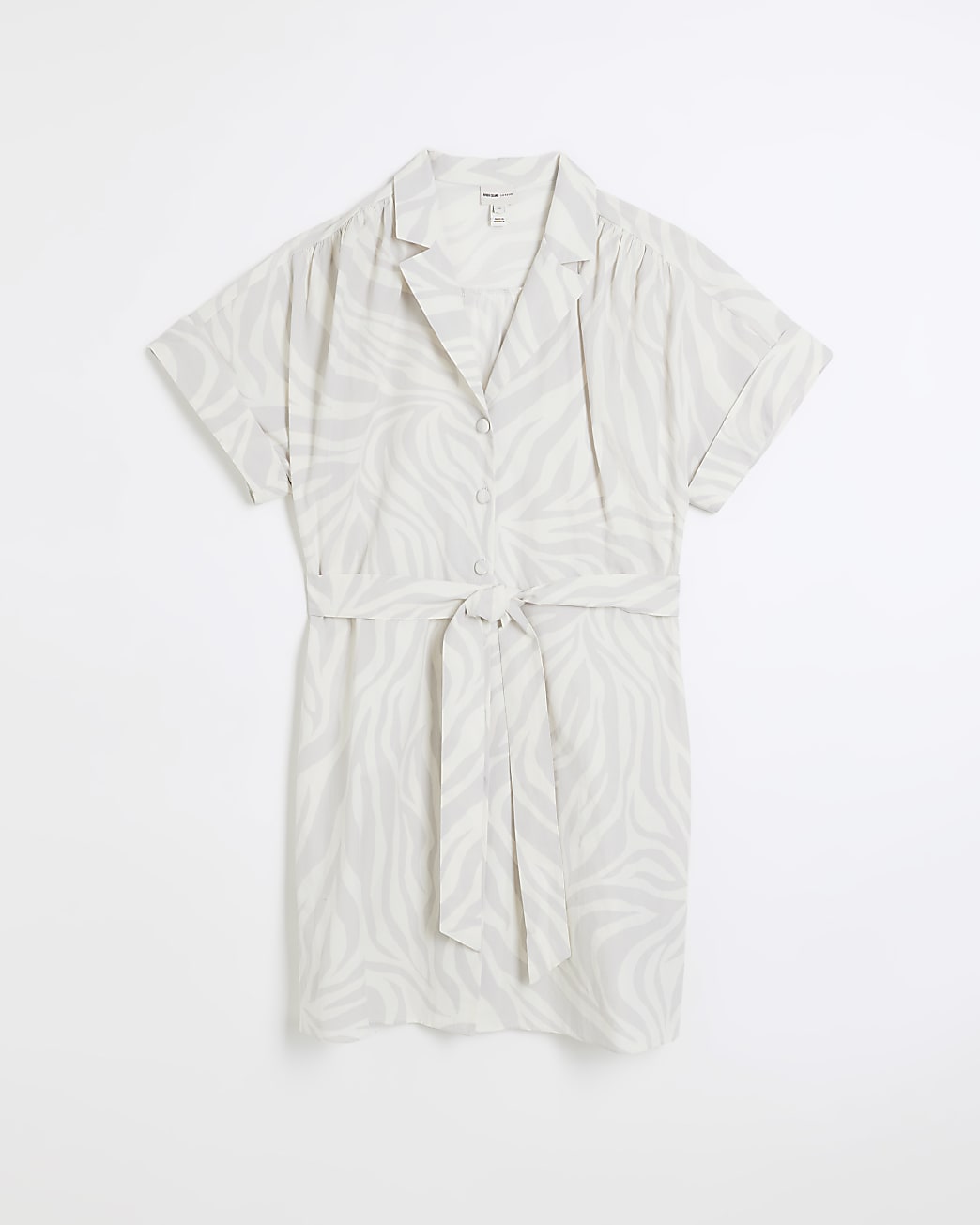 White Belted Mini Shirt Dress