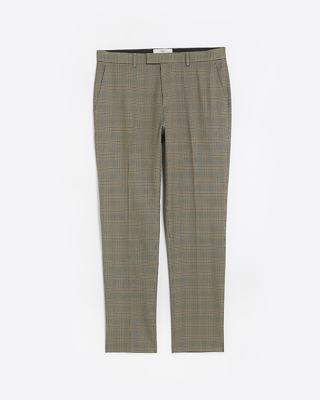 Brown slim fit check suit trousers
