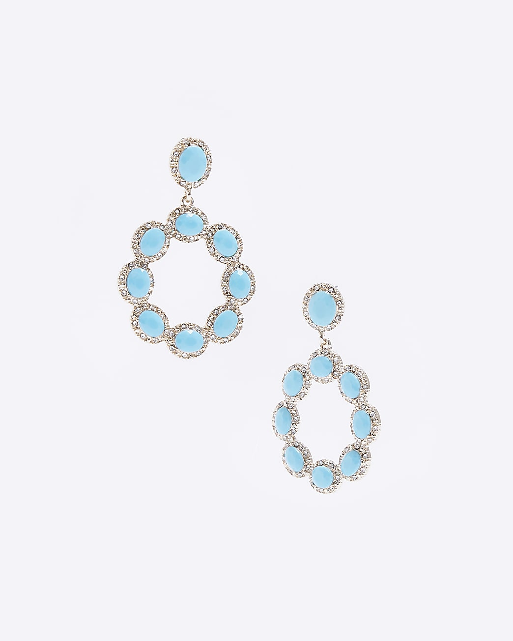 Blue Circle Drop Earrings