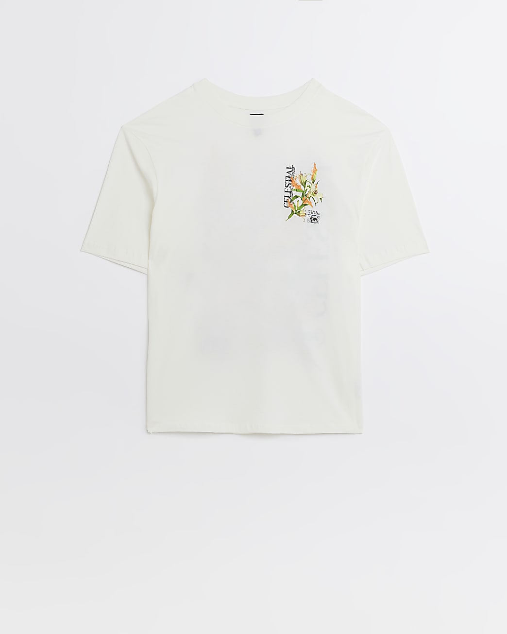 Ecru oversized fit graphic floral t-shirt