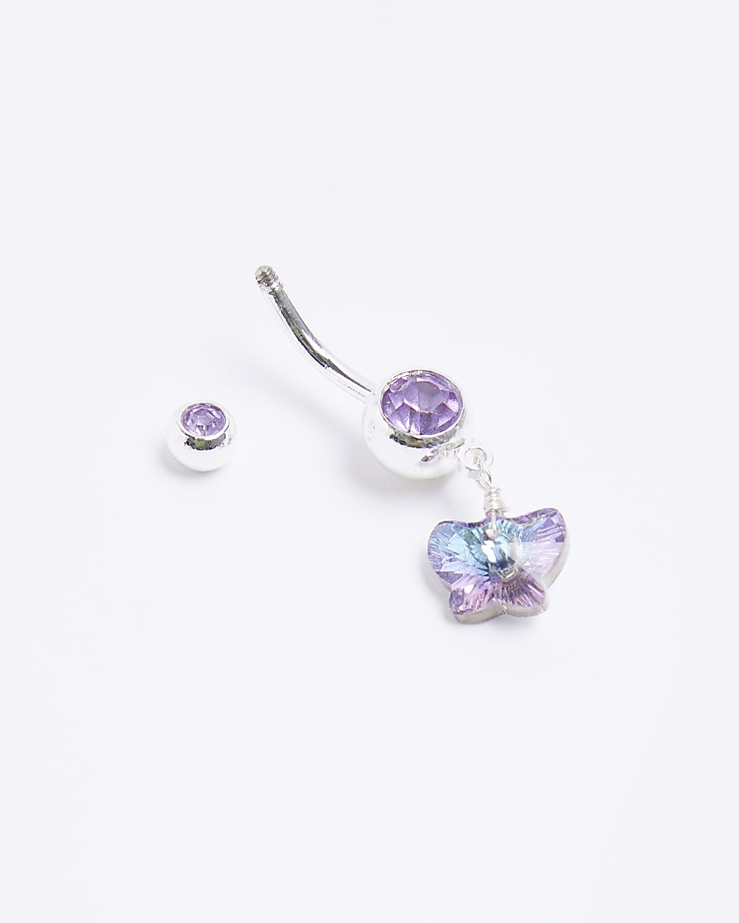 Purple butterfly belly bar