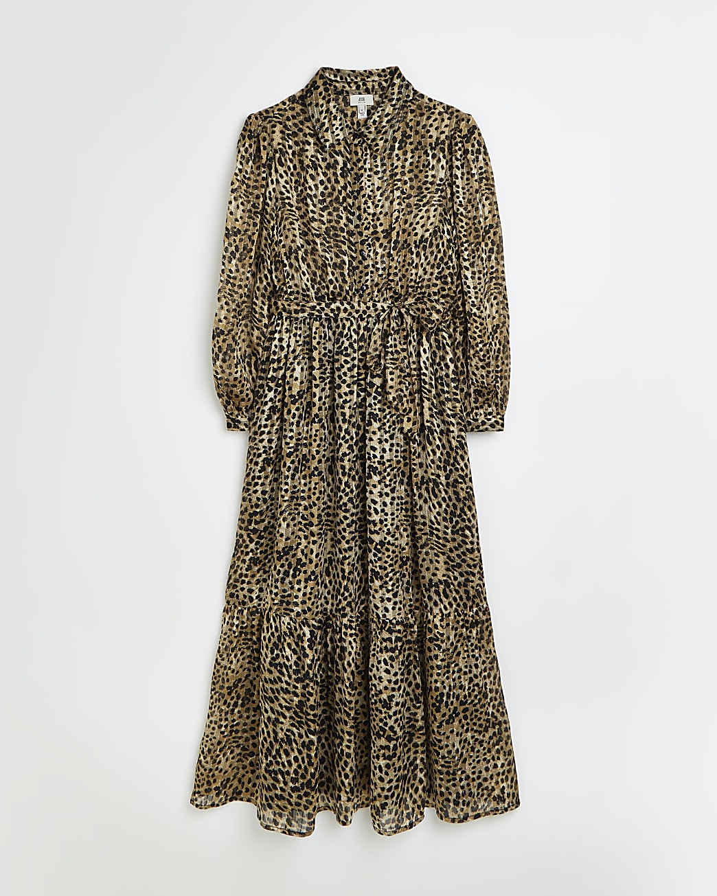 Petite black leopard maxi shirt dress