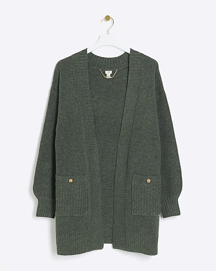 Khaki knitted cardigan