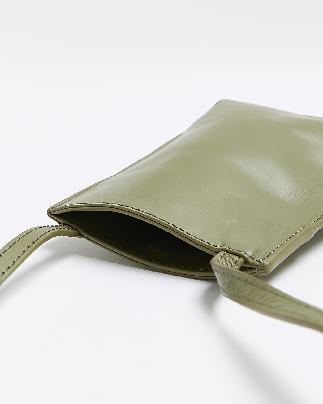 Khaki  leather phone cross body bag