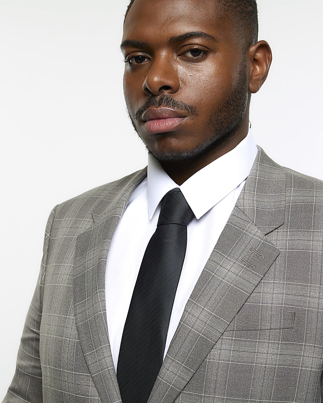 Big & Tall grey slim fit check suit jacket