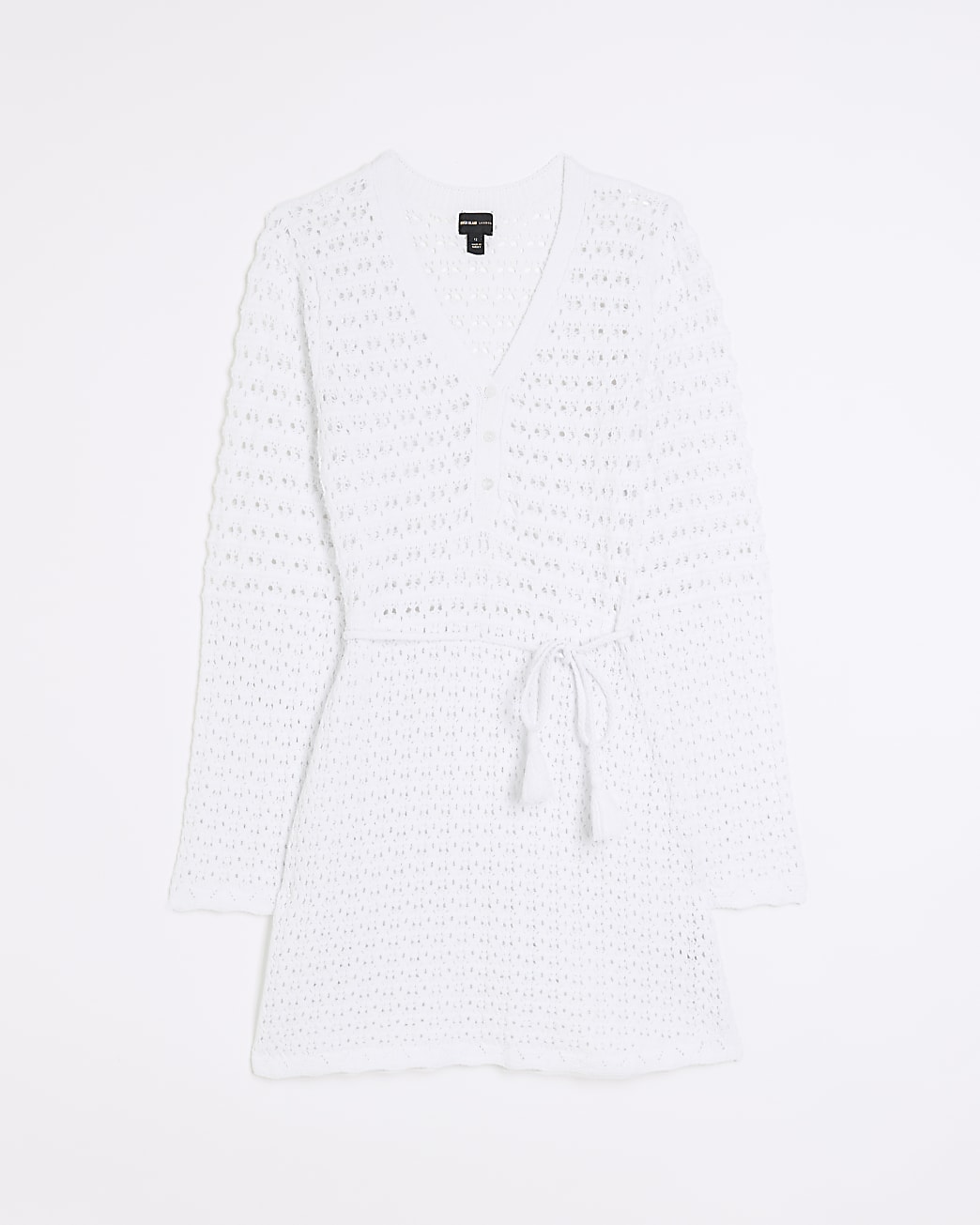 White crochet long sleeve top
