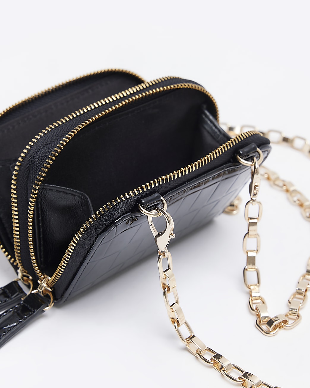 Black Croc Cross Body Purse