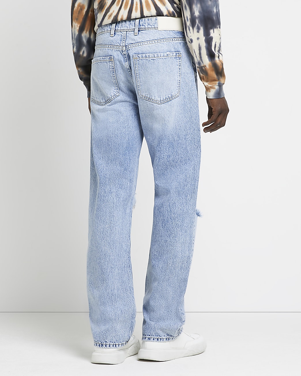 Blue baggy fit ripped jeans