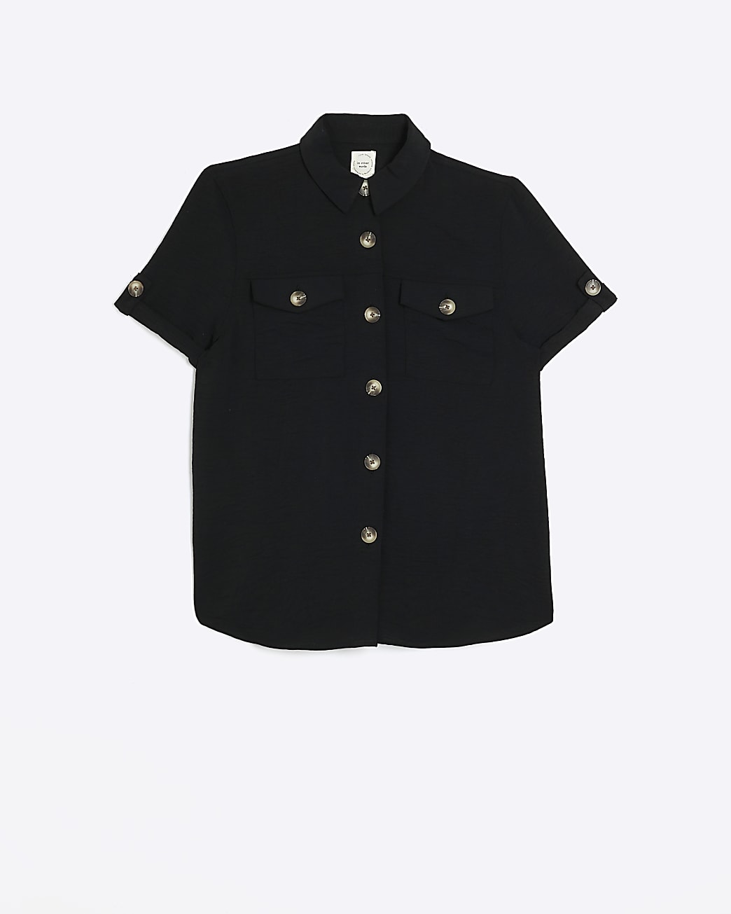 Black textured short sleeve shirt