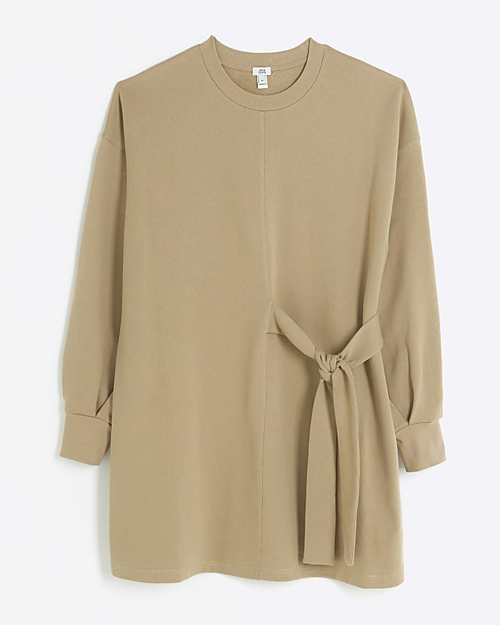 Stone Side Tie Sweat Mini Dress