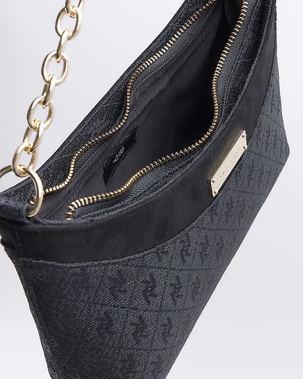 Black Jacquard Cross Body Bag
