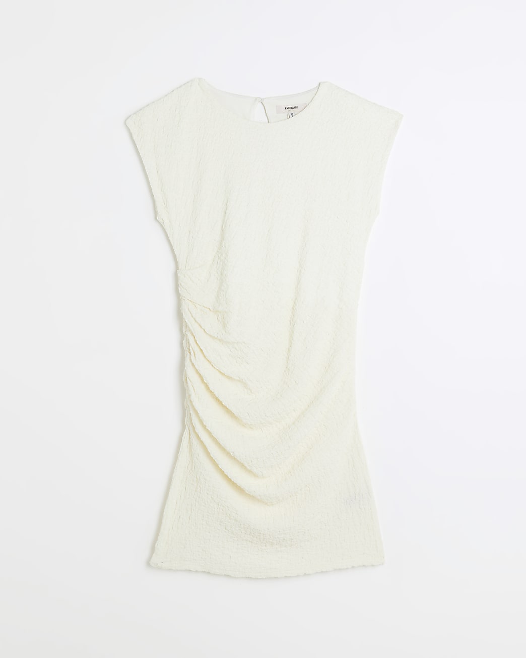 Cream textured ruched bodycon mini dress
