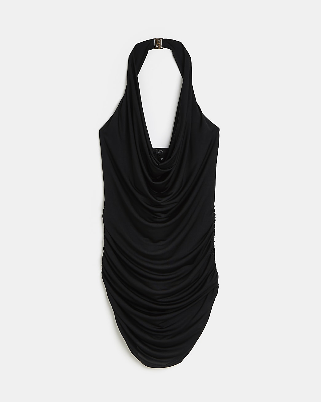 Petite black ruched bodycon mini dress