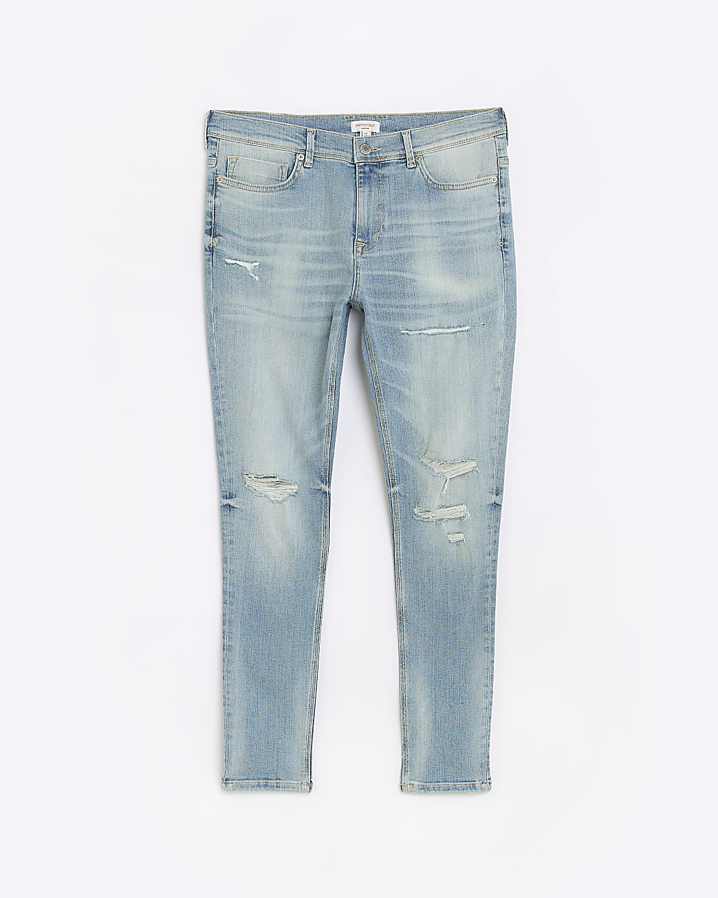 Blue spray on super skinny fit ripped jeans