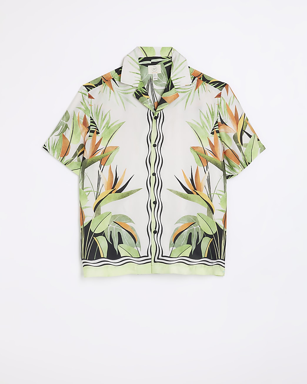 Green regular fit graphic floral shirt