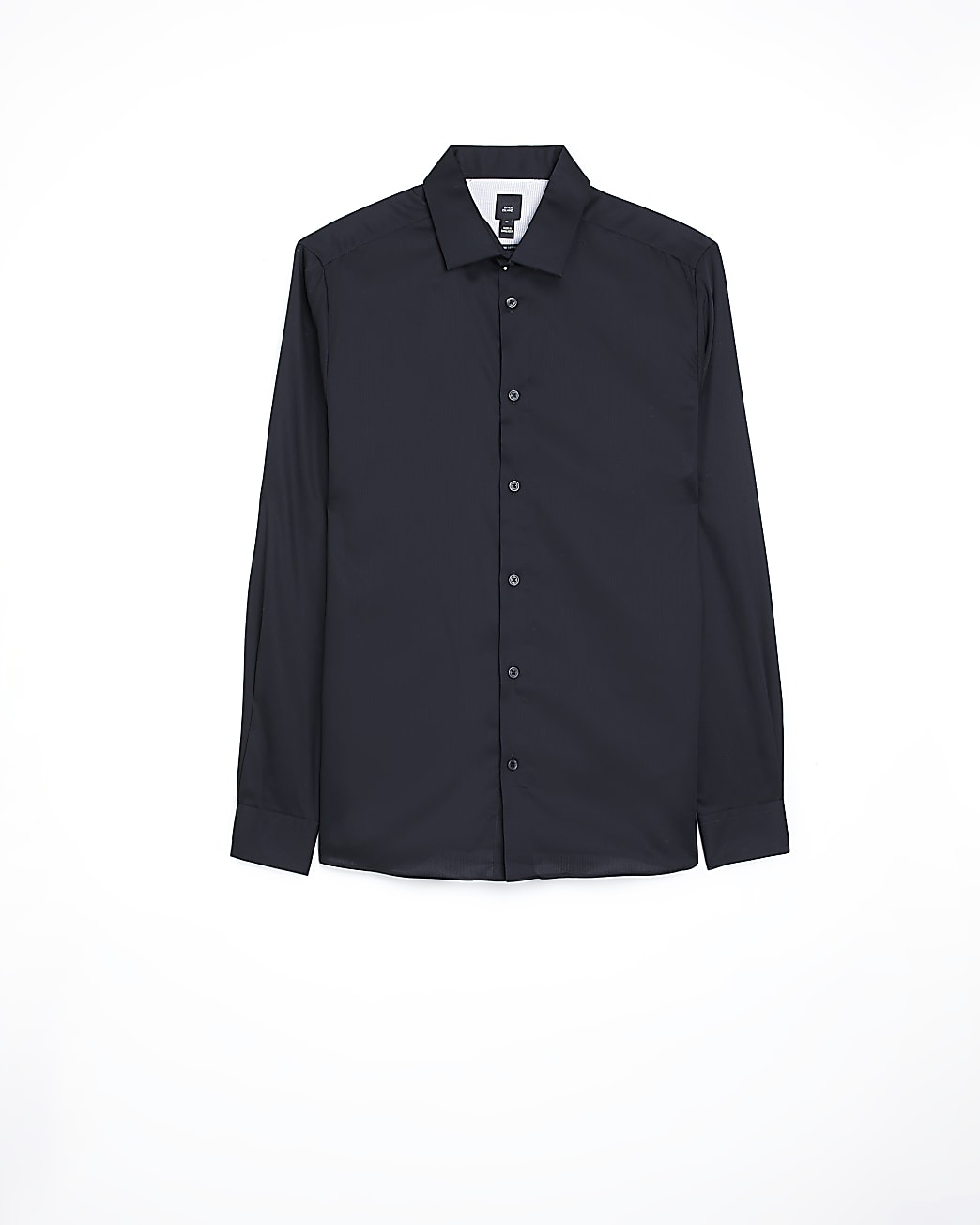 Black slim fit sateen long sleeve shirt