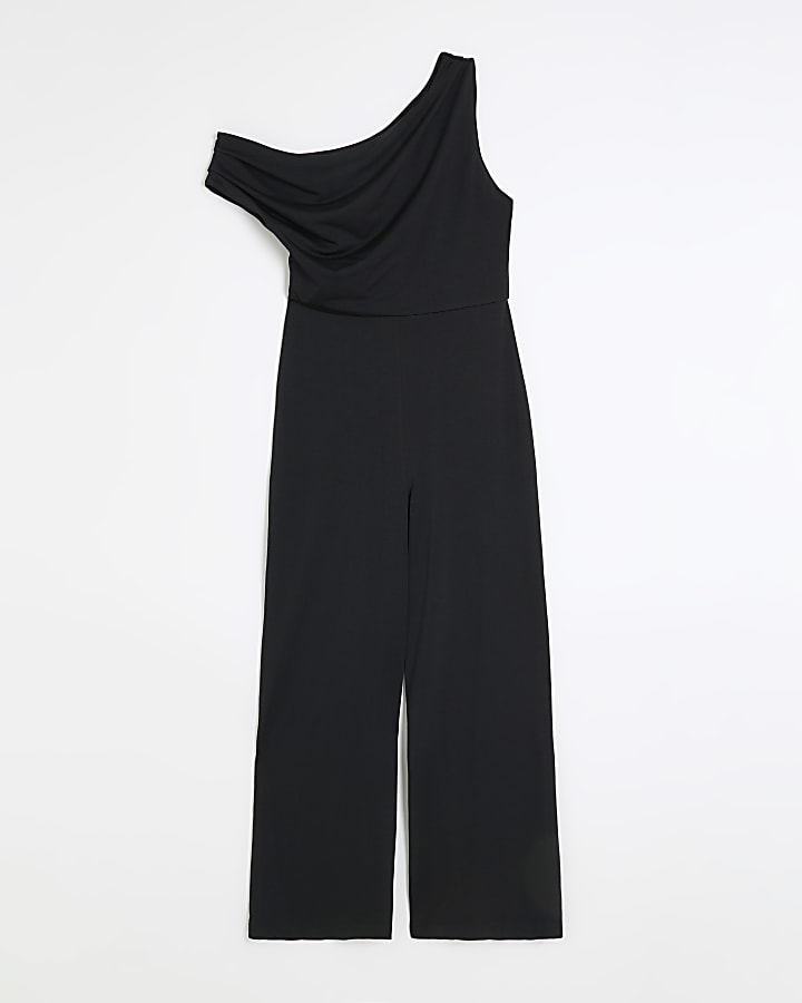 Black off shoulder drape jumpsuit
