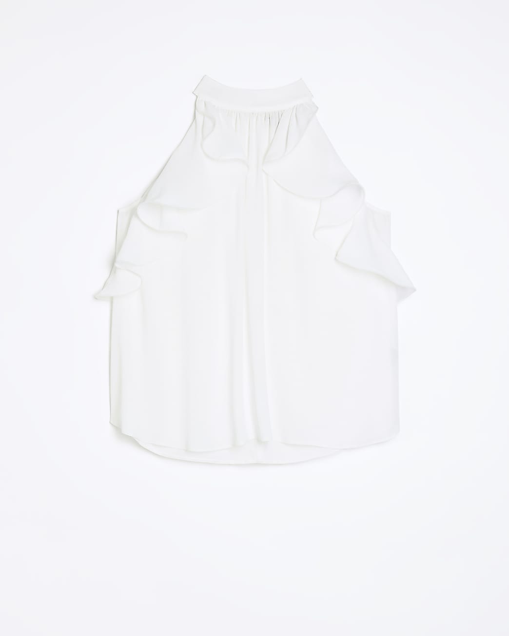 White ruffle blouse top
