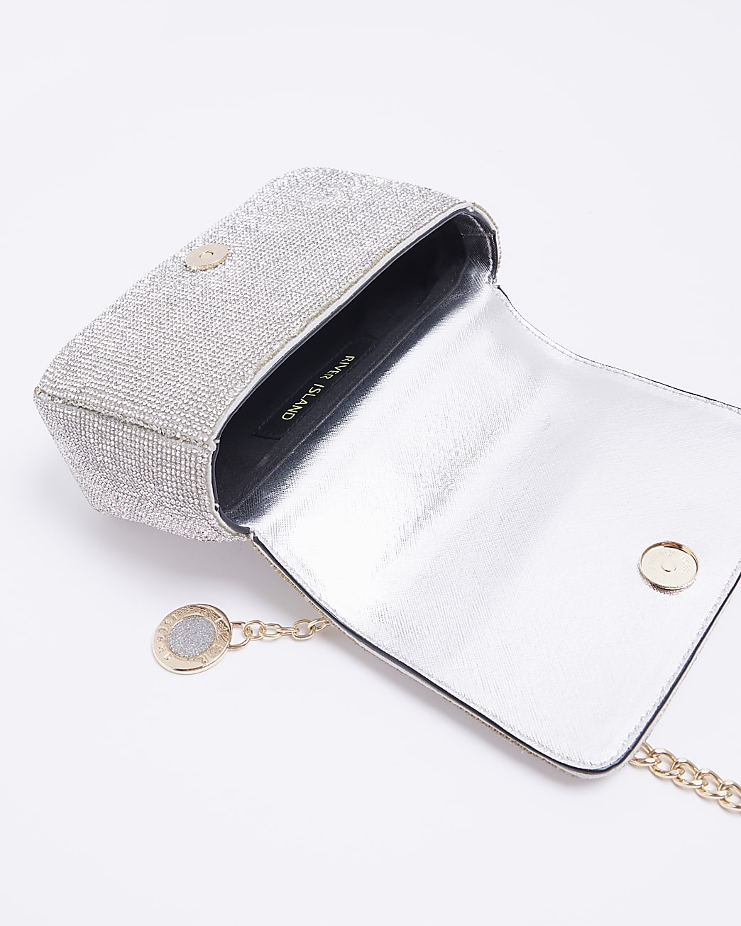 Silver embellished cross body bag