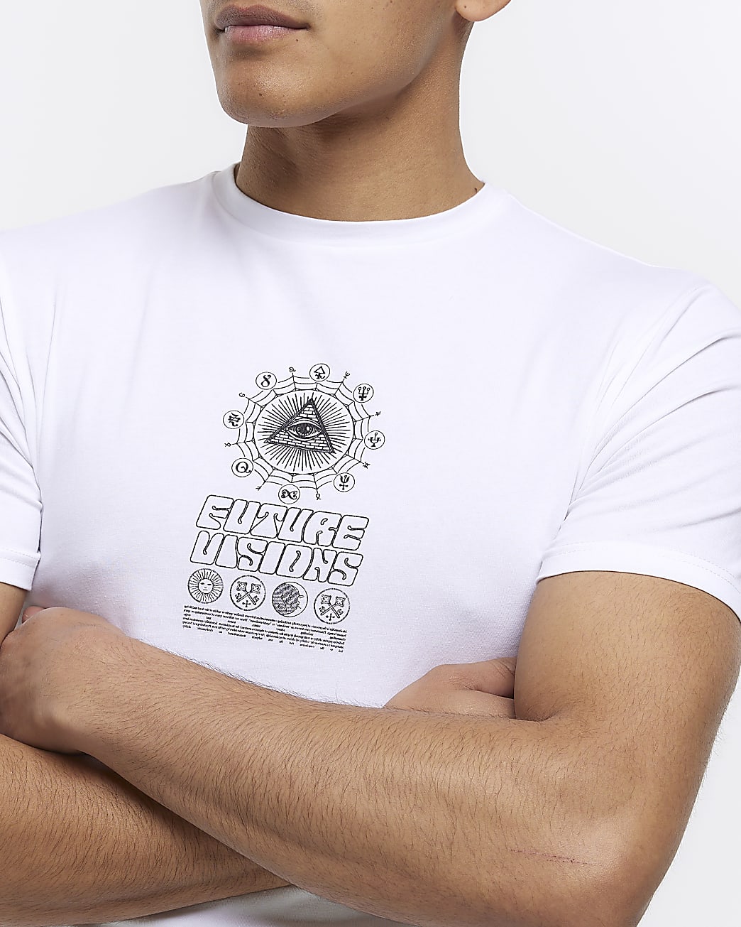 White muscle fit graphic t-shirt