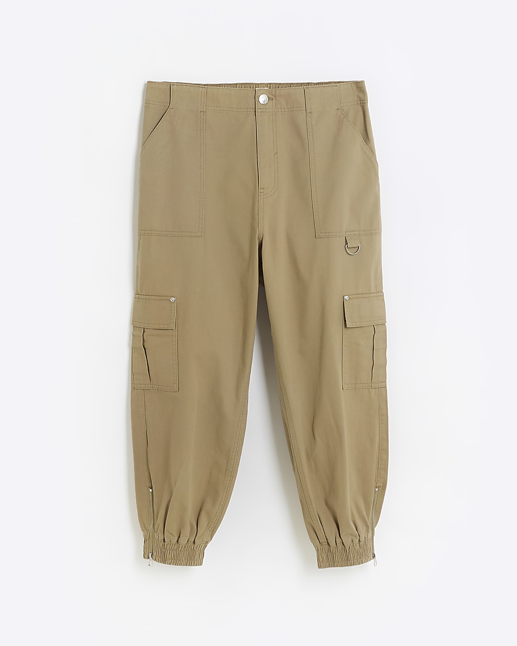 Plus beige zip cargo trousers