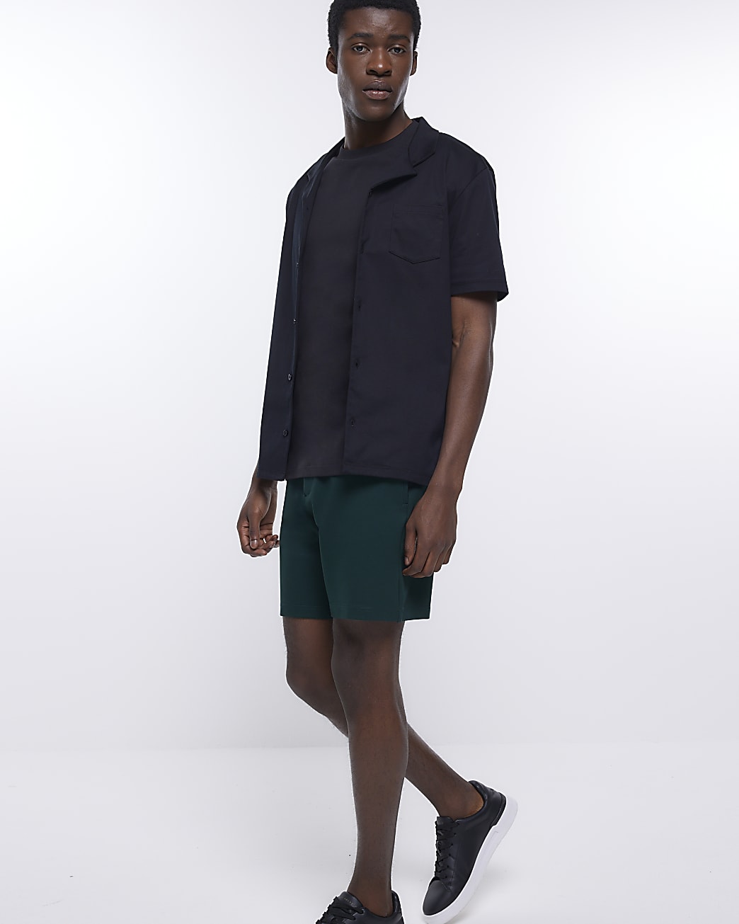 Green slim fit shorts