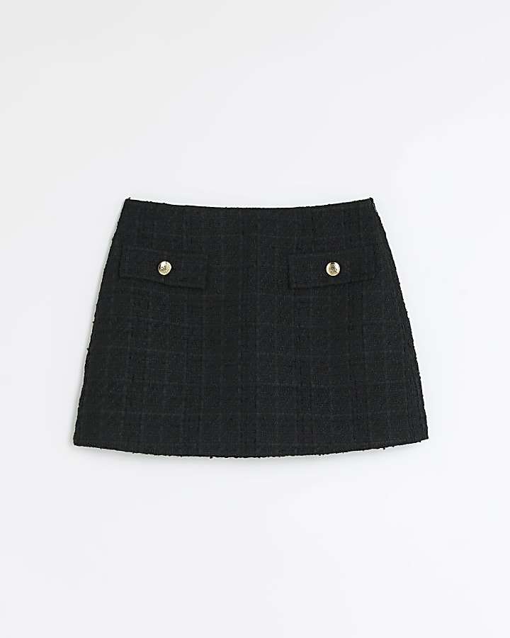 Black boucle mini skirt