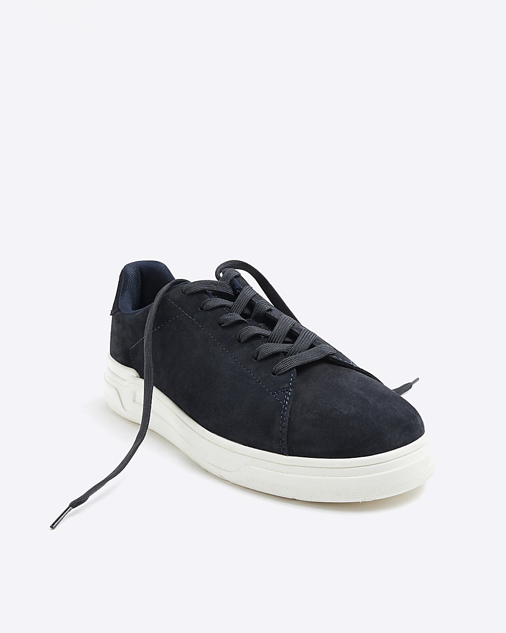 Navy suede lace up trainers