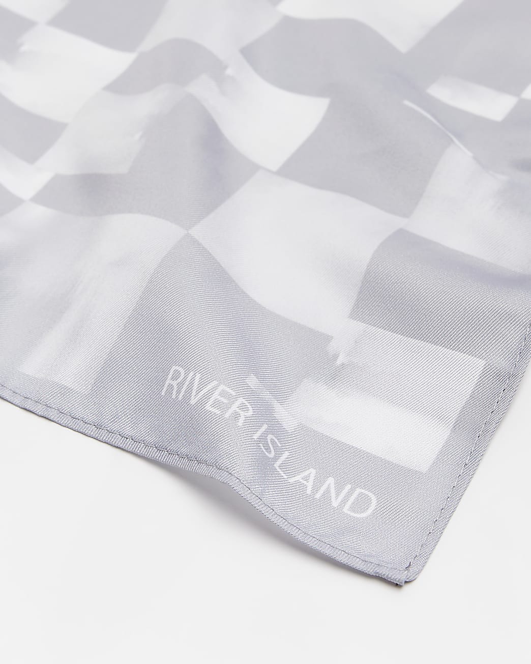 Grey check tie and pocket square set