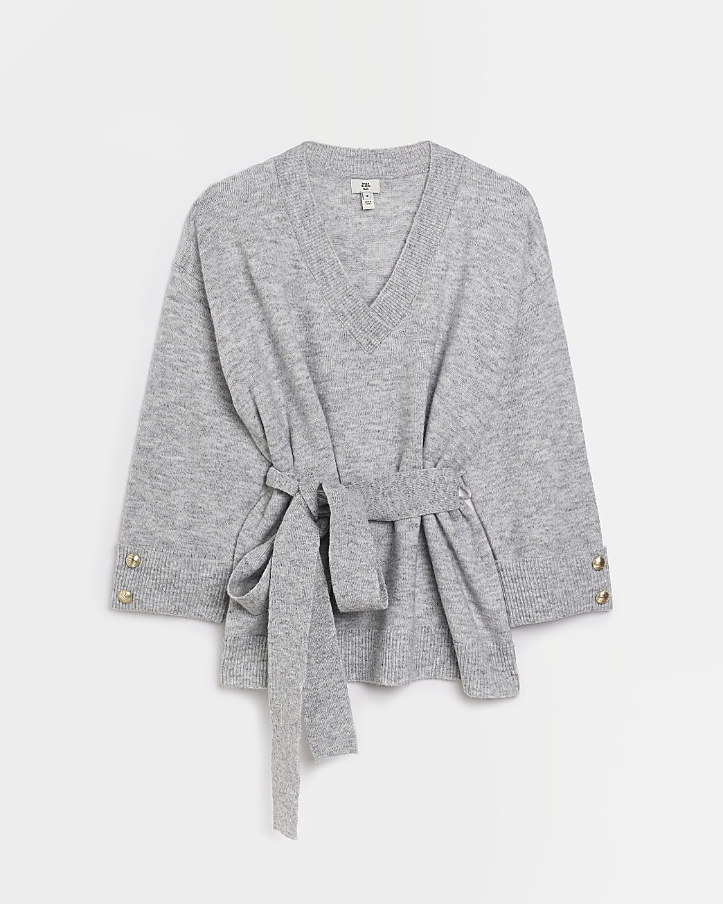 Plus grey knit belted jumper